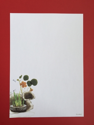 Weißes Briefkopf-Briefpapier-Papier der Farbea4 mit Kunst-eingemachtem Entwurf