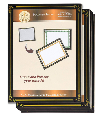 6 des 8.5x11-Zertifikat-Dokumenten-Sätze Rahmen-, Papier/Plastikpreis-Zertifikat-Rahmen