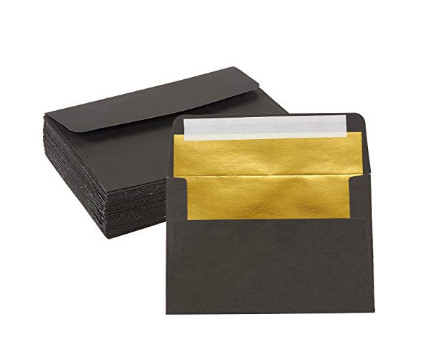 50 Sätze Kraftpapier-schlägt Hochzeits-Einladungs-Gebrauch mit schwarzer Außenseite u. Gold nach innen ein