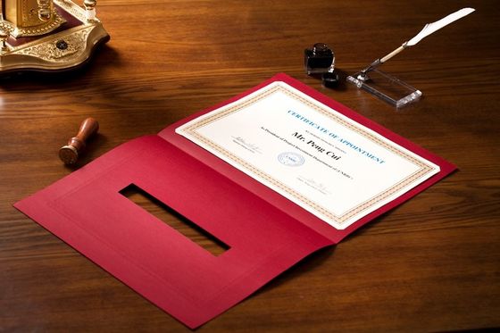 Soem-/ODM-Preis-Zertifikat-Abdeckungen, chinesischer roter Pergamentpapier-Zertifikat-Halter